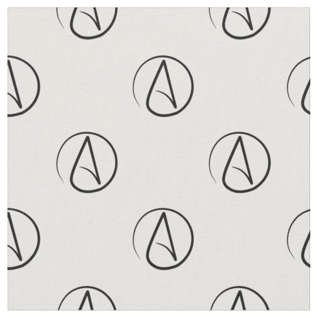 Tissu Symbole athéisme : noir sur blanc (Fermer)