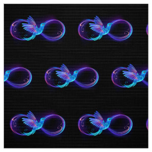 Tissu Symbole de l'infini néon avec colibri lumineux