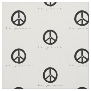 Tissu Symbole de paix en noir et blanc