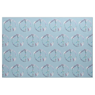 Tissu Symbole de paix funky Smuded Watercolor Fabric