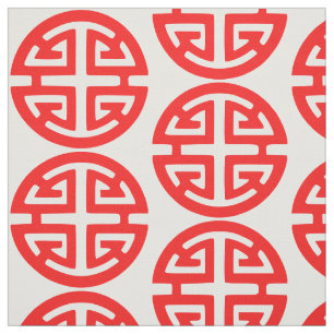 Tissu Symbole de prospérité chinois rouge