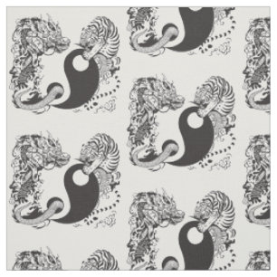 Tissu symbole de yang de yin de dragon et de tigre