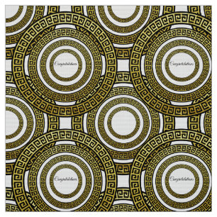 Tissu Symbole d'éternité de méandre grec or