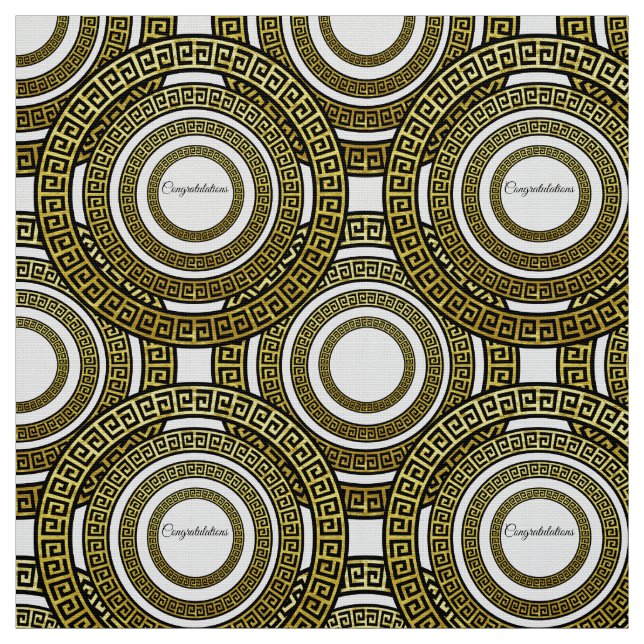 Tissu Symbole d'éternité de méandre grec or (Échantillon)