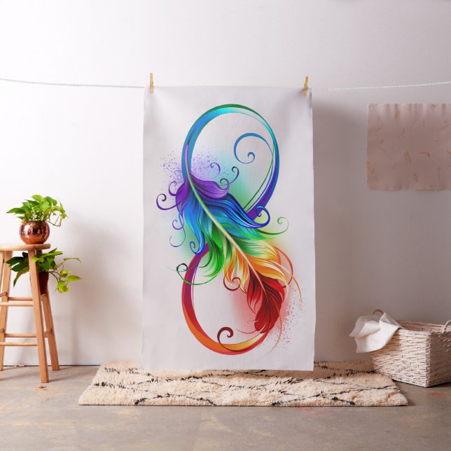 Tissu Symbole d'infini avec plume arc-en-ciel (In Situ)