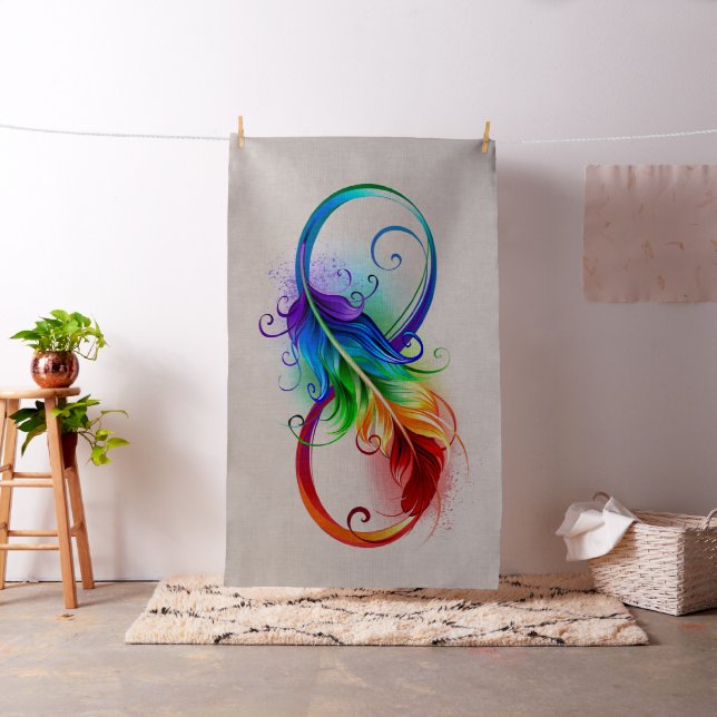 Tissu Symbole d'infini avec plume arc-en-ciel (In Situ)