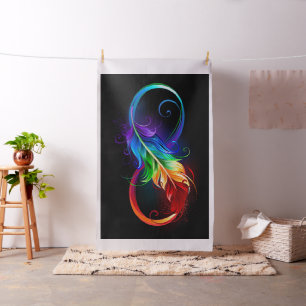 Tissu Symbole d'infini avec plume arc-en-ciel