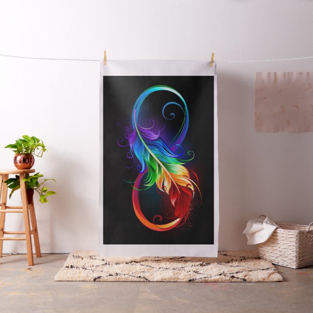 Tissu Symbole d'infini avec plume arc-en-ciel (In Situ)