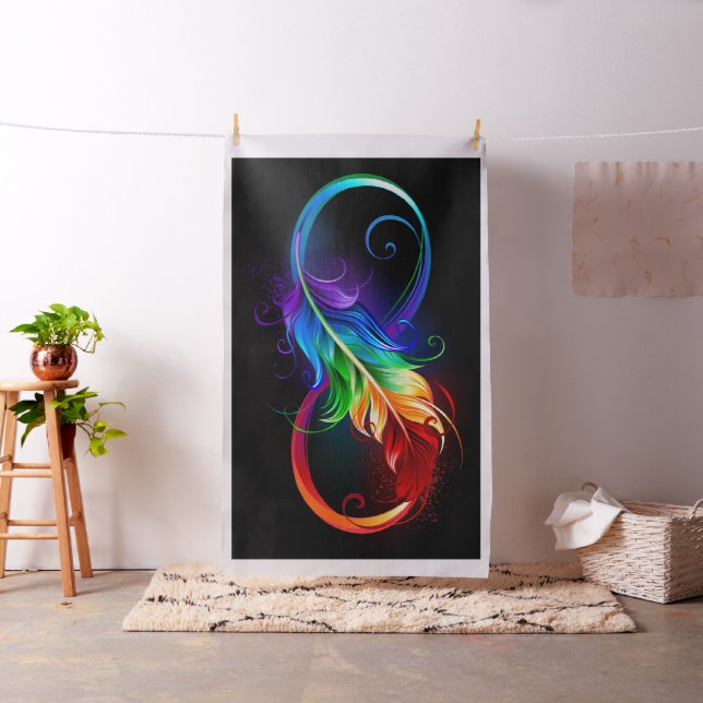 Tissu Symbole d'infini avec plume arc-en-ciel (In Situ)