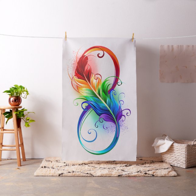 Tissu Symbole d'infini avec plume arc-en-ciel (In Situ)