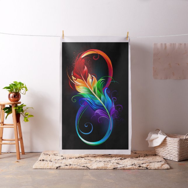 Tissu Symbole d'infini avec plume arc-en-ciel (In Situ)