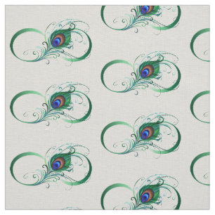 Tissu Symbole d'infini avec plume de paon