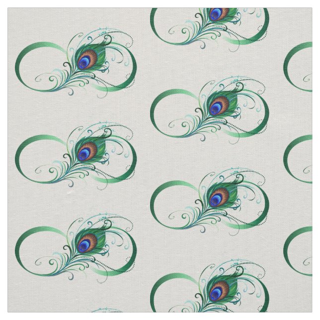 Tissu Symbole d'infini avec plume de paon (Échantillon)