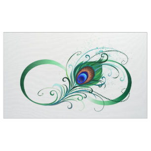 Tissu Symbole d'infini avec plume de paon