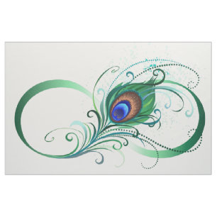 Tissu Symbole d'infini avec plume de paon