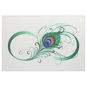 Tissu Symbole d'infini avec plume de paon