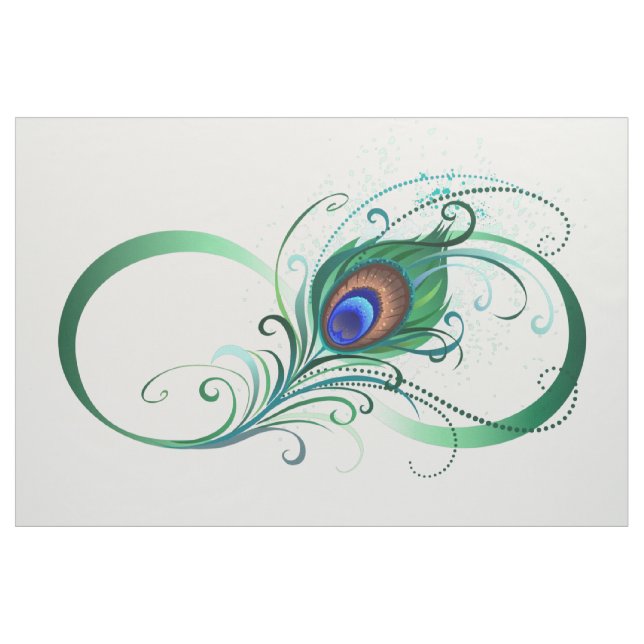 Tissu Symbole d'infini avec plume de paon (Yard)