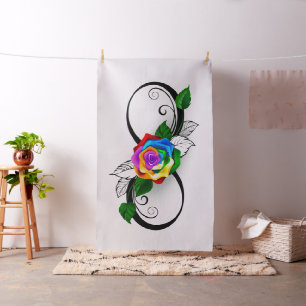 Tissu Symbole d'infini avec rose arc-en-ciel