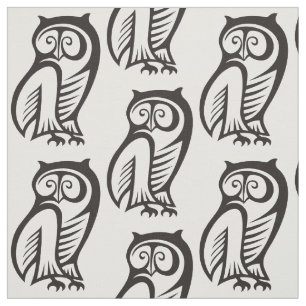 Tissu Symbole hibou noir