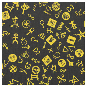 Tissu Symbole jaune sur le noir