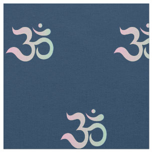 Tissu Symbole Om motif Sanskrit pastel rose rose bleu