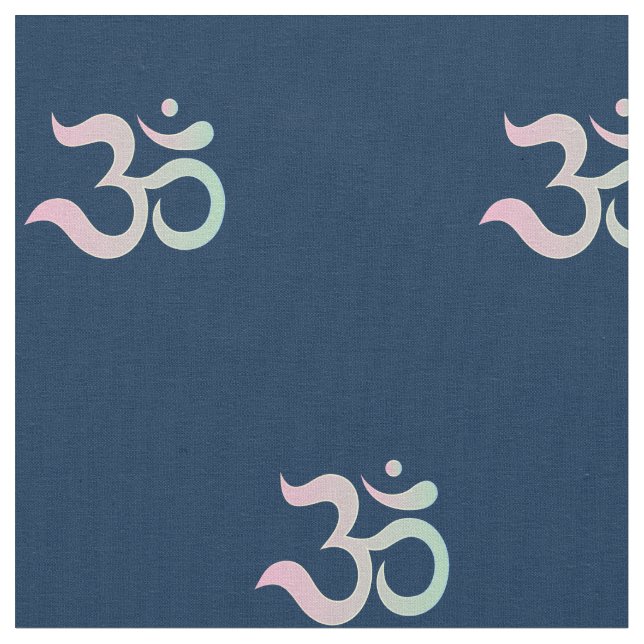 Tissu Symbole Om motif Sanskrit pastel rose rose bleu (Fermer)