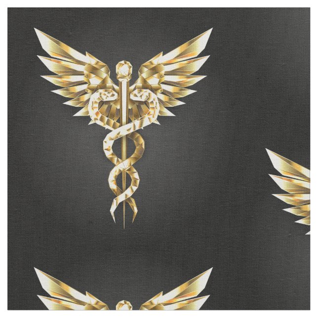 Tissu Symbole Polygonal Or Caduceus (Fermer)