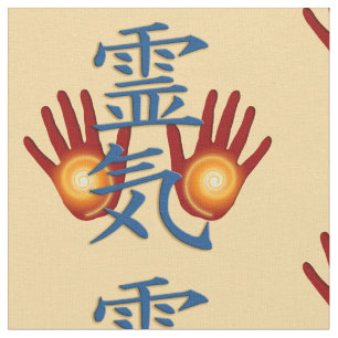 Tissu Symbole/signe REIKI et mains + votre backgr. et