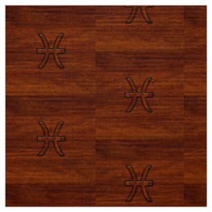Tissu Symbole zioaque Pisces Symbole Brown en bois d'aca