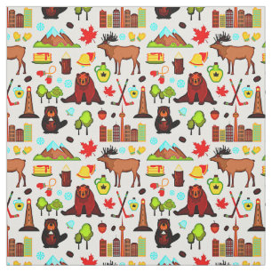 Tissu Symboles des icônes du Canada pour la fête nationa