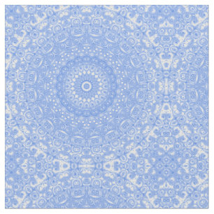 Tissu Symétrie Mandala Bleu Barbeau