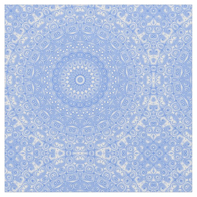 Tissu Symétrie Mandala Bleu Barbeau (Fermer)