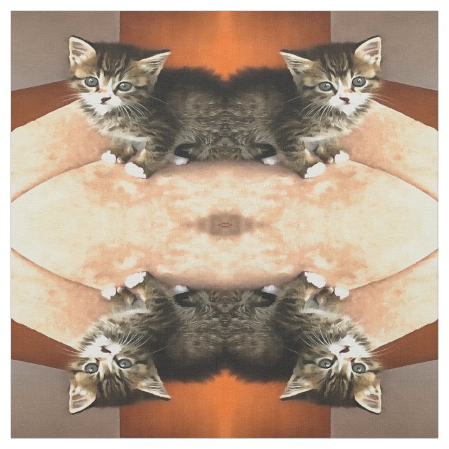 Tissu Tabby Cat Kitten Portrait pour animaux (Échantillon)