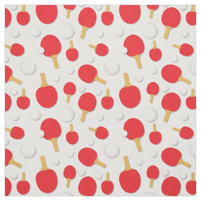 Tissu Table Tennis Ping Paddle Blanc Rouge Motif (Échantillon)