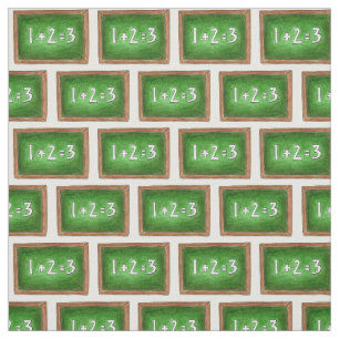 Tissu Tableau de bord vert 1+2=3 Ardoise de l'école de m