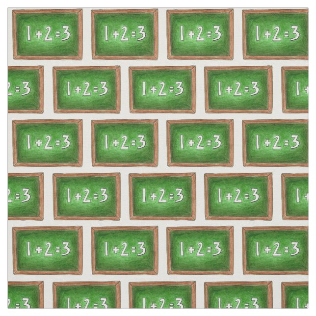 Tissu Tableau de bord vert 1+2=3 Ardoise de l'école de m (Échantillon)