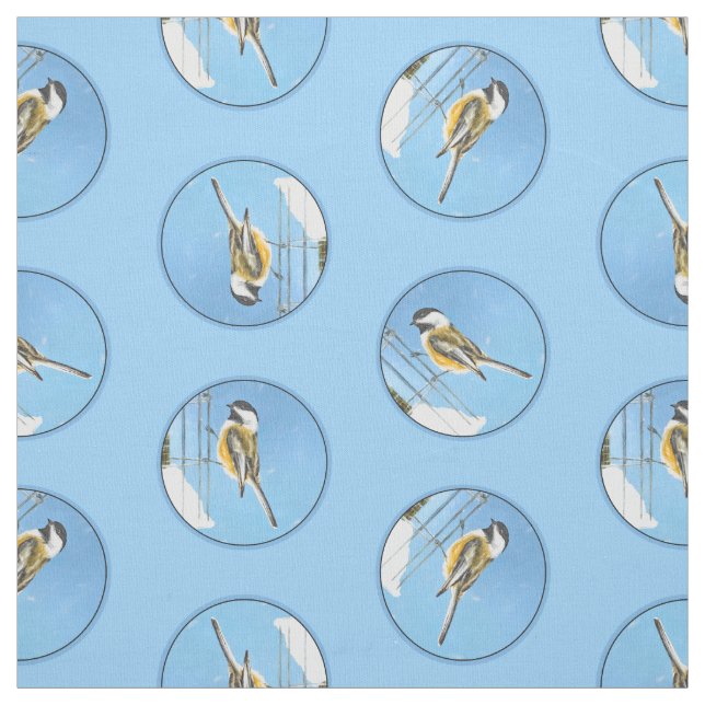 Tissu Tableau de la mangeoire d'hiver de chickadee Oisea (Échantillon)