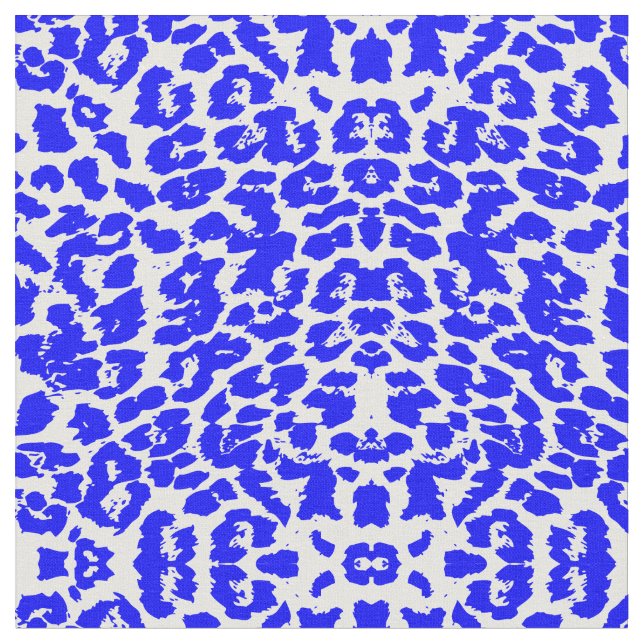 Tissu Taches d'impression d'animaux abstraits bleu et bl (Fermer)