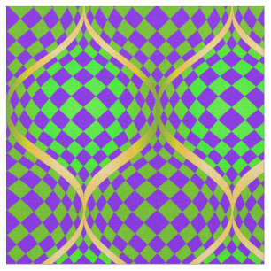 Tissu Taffi Op Art violet vert et jaune