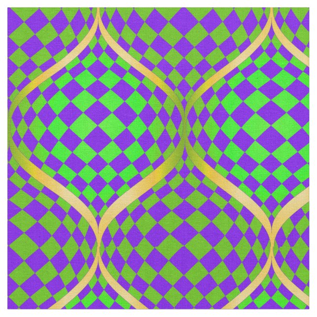 Tissu Taffi Op Art violet vert et jaune (Fermer)