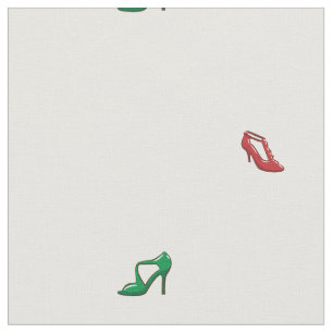 Tissu talons rouges et verts