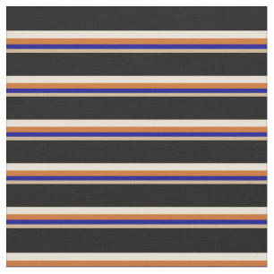 Tissu Tan, bleu foncé, chocolat, bisque et noir