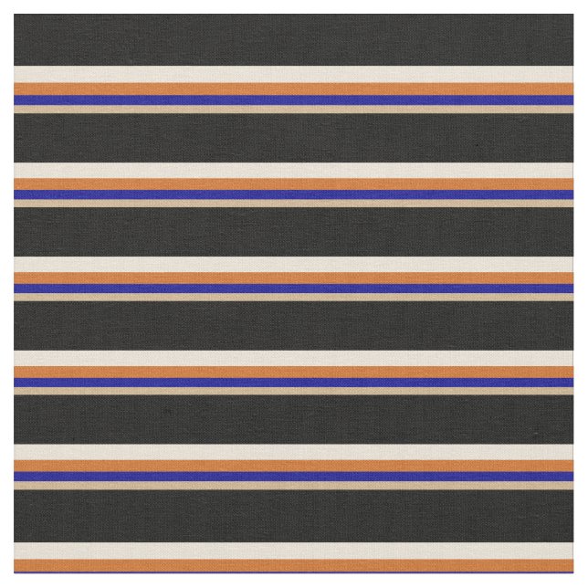 Tissu Tan, bleu foncé, chocolat, bisque et noir (Fermer)