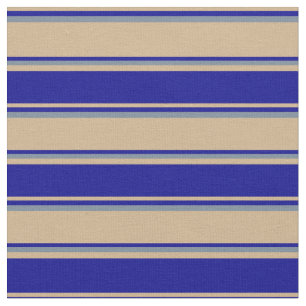 Tissu Tan, bleu foncé et Motif gris ardoise clair