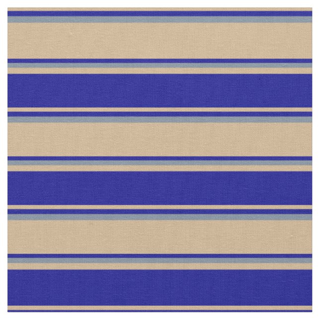Tissu Tan, bleu foncé et Motif gris ardoise clair (Fermer)