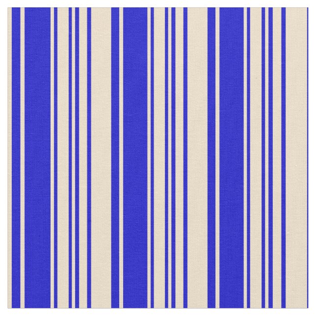Tissu Tan & Blue Lines/Stripes Motif (Fermer)