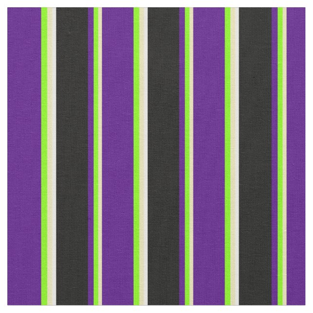 Tissu Tan, Chartreuse, Indigo, Black et White Lines (Fermer)