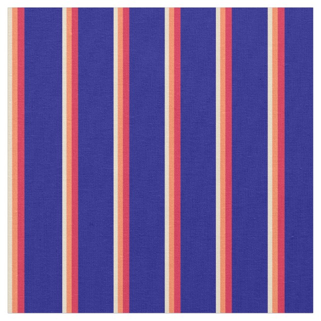 Tissu Tan, Coral, Crimson & Lignes Bleues (Fermer)