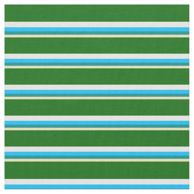 Tissu Tan, cyan foncé, bleu ciel profond, blanc et vert  (Fermer)