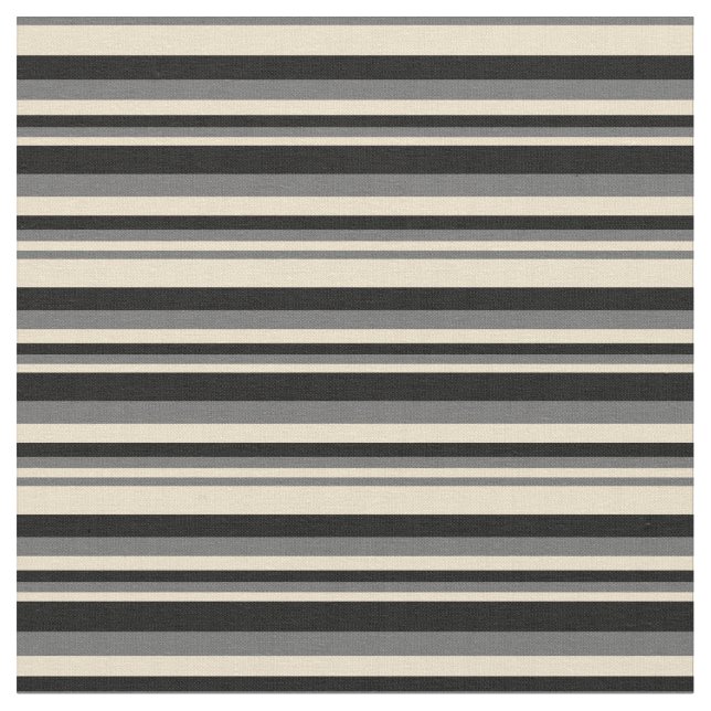 Tissu Tan, Dim Grey et Black Linked/Striped Motif (Fermer)
